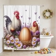 thumbnail image 6 of Eespoir No-Drill Easter Bath Curtain, Linen Fabric Shower Curtain For Holiday, Bathroom Decoration With Hook System, Spring Theme, Rental Friendly, Easy Change(A), 6 of 6