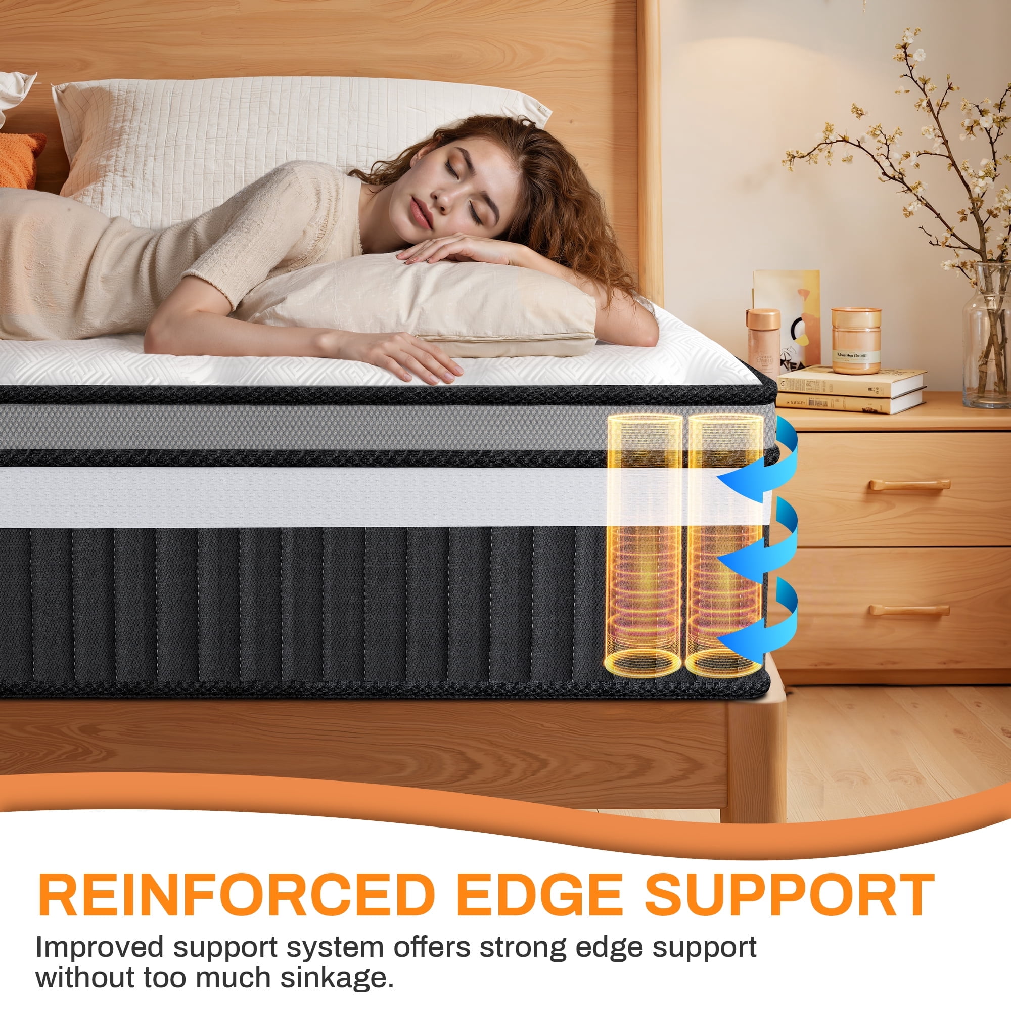 King Size Mattress 14 Inch Hybrid Mattress in a Box, King Mattress with Cooling Memory Foam & Pocket Coils, Medium Firm, Motion Isolation & Pressure Relief, CertiPUR-US Certified