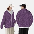 thumbnail image 4 of Kdxio Retro Florals Purple Print Women Men Sun Protection UPF 50+ Jackets Zip Up Long Sleeve Hoodie Hiking Lightweight with Pockets, 4 of 7