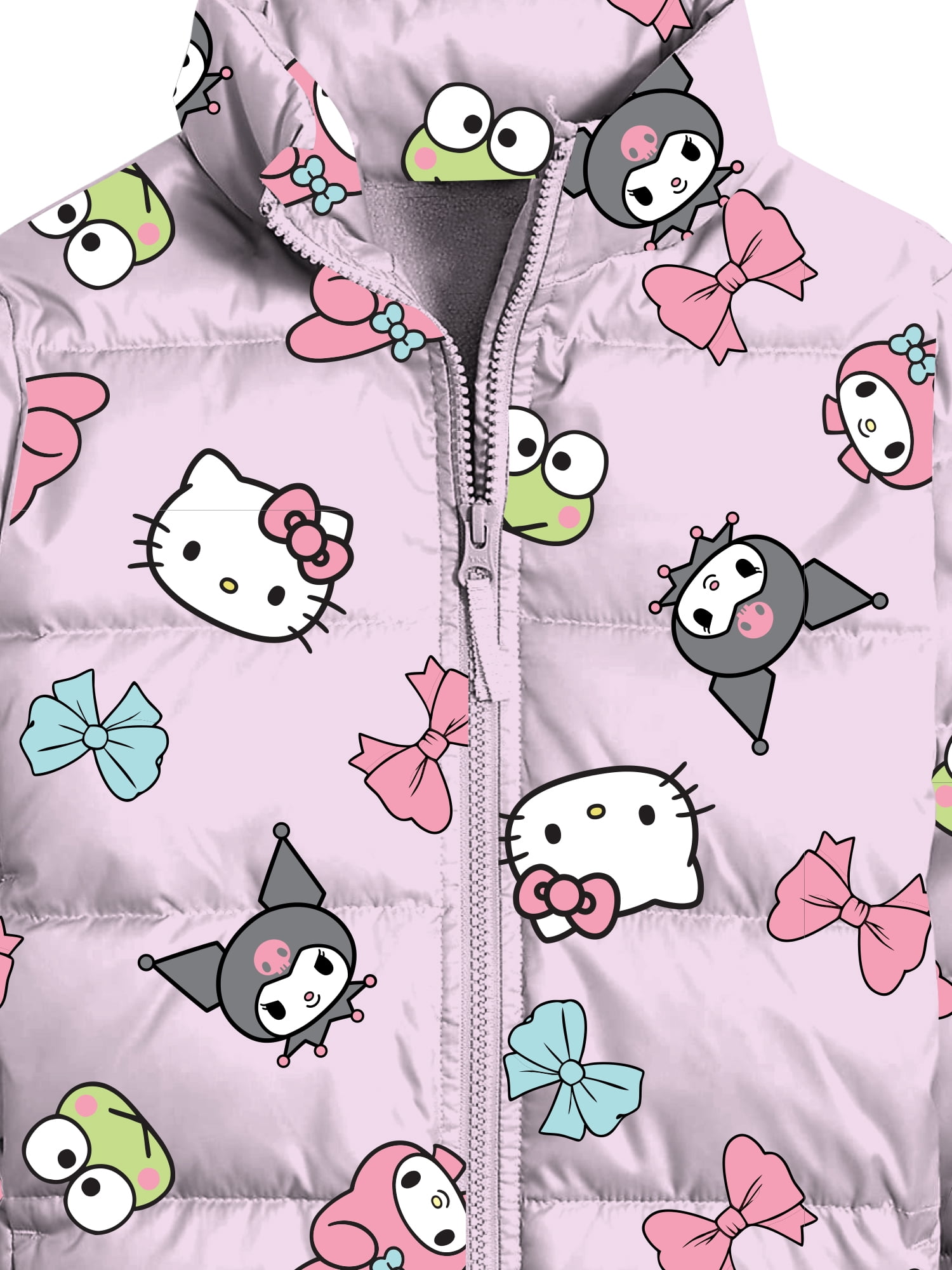 Hello Kitty and Friends Girls Print Zip Puffer Jacket, Lightweight, Sizes 4-18