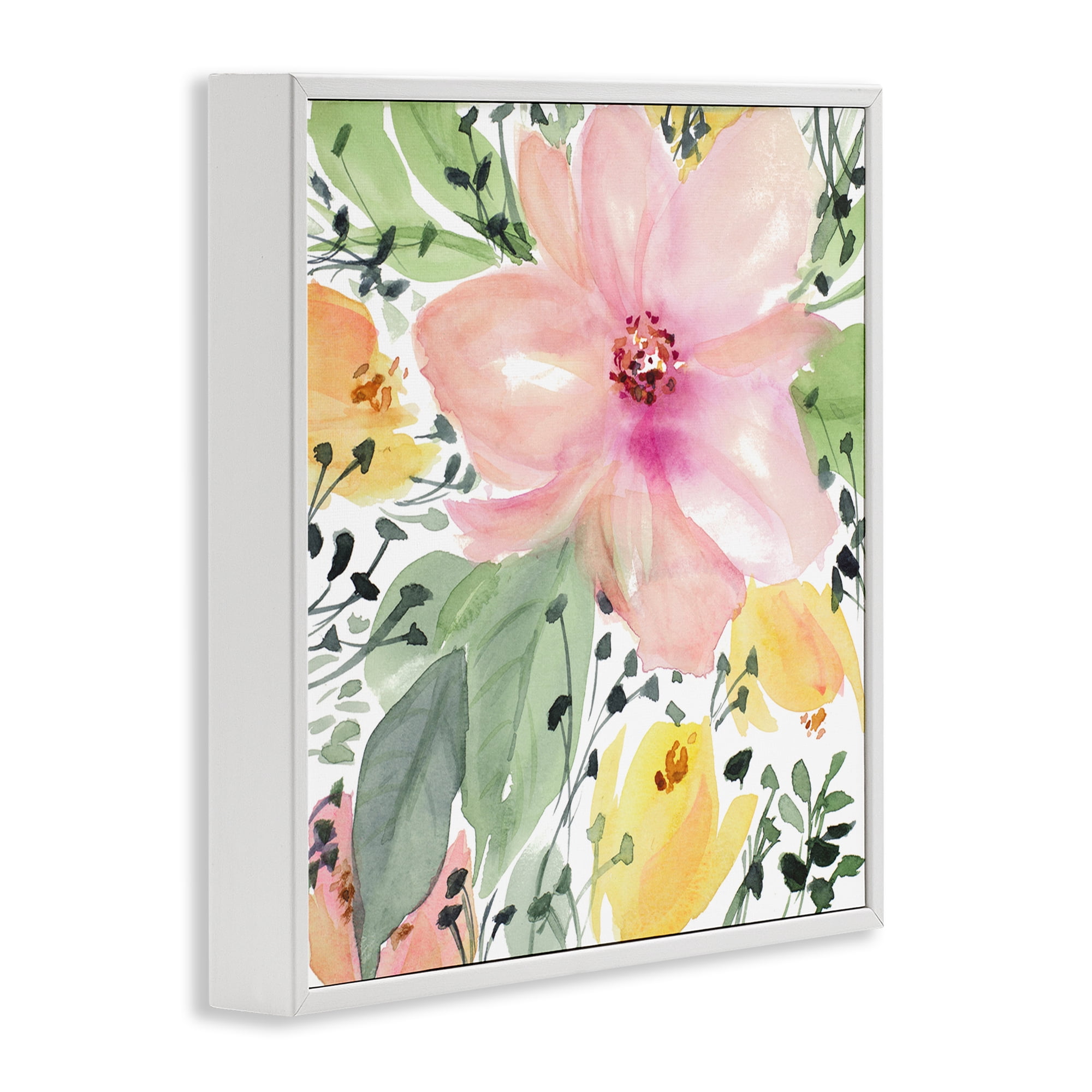 Stupell Industries Birds Eye Floral Botanical & Floral Painting White Framed Art Print Wall Art, 24 x 24