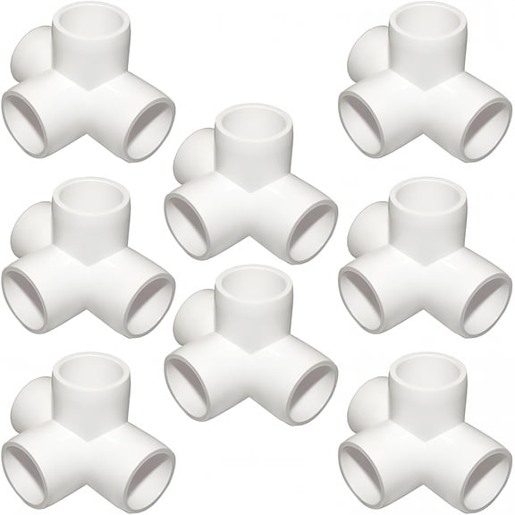 ZHZFKQ 2026 New 1/2 Inch 4-Way Pvc Tee Fitting - Furniture Grade 90-Degree Elbow Connector for Greenhouse,Shed,Tent,And Furniture Building (Pack of 8)