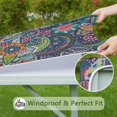 thumbnail image 6 of Blue Pioneer Flower and Paisley Pattern Square Fitted Tablecloth with Elastic Edge,Square Table Cover,Washable Elastic Table Cover for Home Kitchen Party Decor 34"x34", 6 of 6