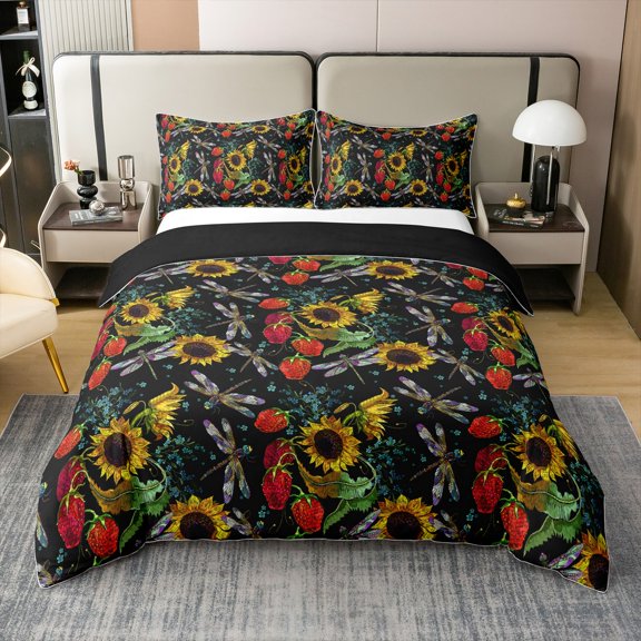 Erosebridal Purple Butterfly Bedding King Comforter Set,Floral Flower Bedding Sets King with Comforter,Lightweight Reversible Comforter Sets King Size,Dreamy Room Decorative,3pcs