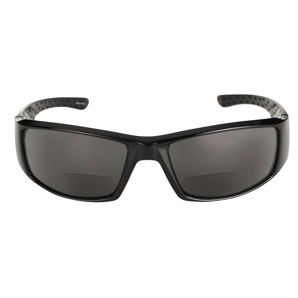 "The Contender" Polarized Full Frame Sport Wrap Bifocal Sunglasses for Men and Women - Smoke - 1.50