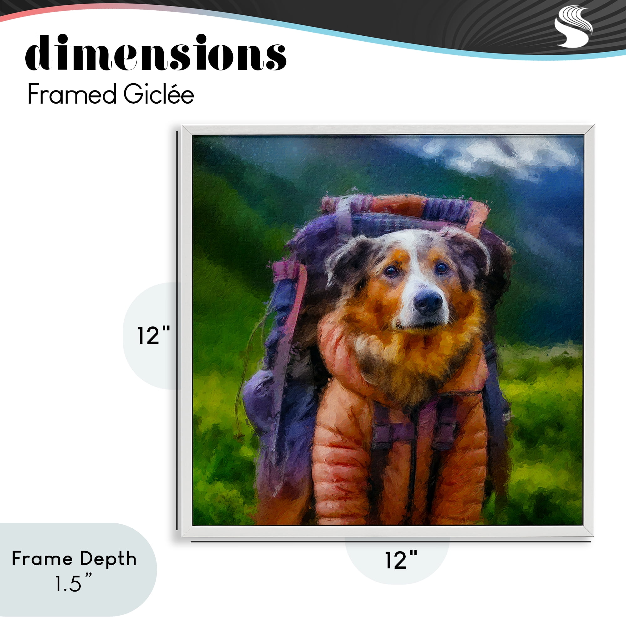 Stupell Industries Backpacking Hiker Dog White Framed Giclee Art, design by Sean Parnell