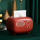 thumbnail image 5 of Soporte para caja de pañuelos, soporte para pañuelos con patrón de radio retro, bonita cubierta para caja de pañuelos, servilleta de papel, 19,7x13,2x13,8 cm(rojo), 5 of 5