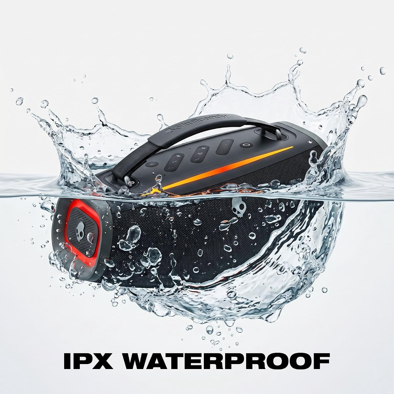 Skullcandy Barrel Mini Bluetooth Boombox Speaker, IPX7 Waterproof, 12-Hour Battery, LED Lights, Multi-Link, True Wireless Stereo