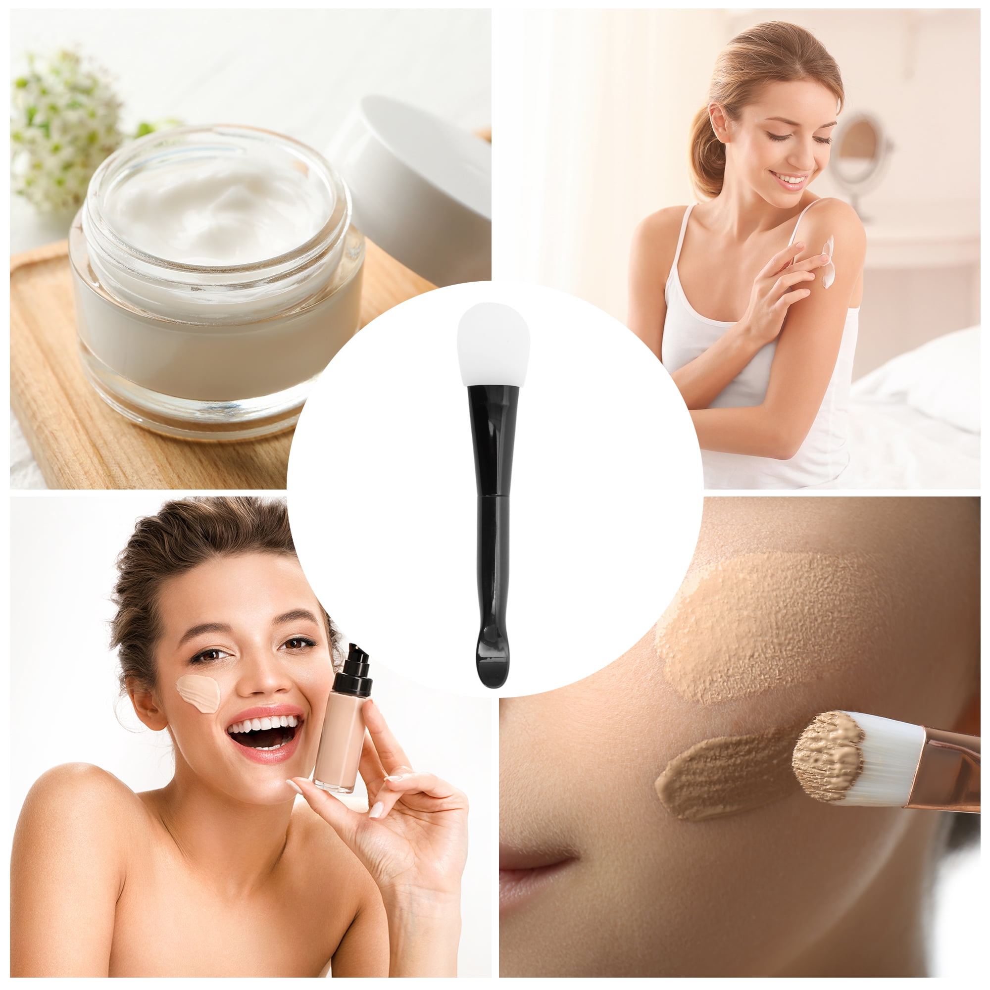 Unique Bargains Fishtail Spoon Facial Mask Brush 1 Pc [Tongue-shaped] Black