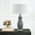 thumbnail image 3 of Uttermost Velino 1-Light Contemporary Glass & Fabric Table Lamp in White/Gray, 3 of 6