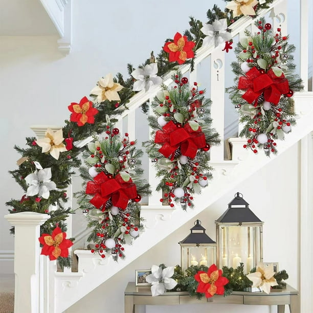 Fiudx Guirnalda Navideña Verde para Puerta de Entrada, Corona Artificial para Escaleras, Uso Interior y Exterior, Decoración Festiva de Temporada, Fácil de Colgar, Tamaño 60 Cm, Versátil para El Hoga