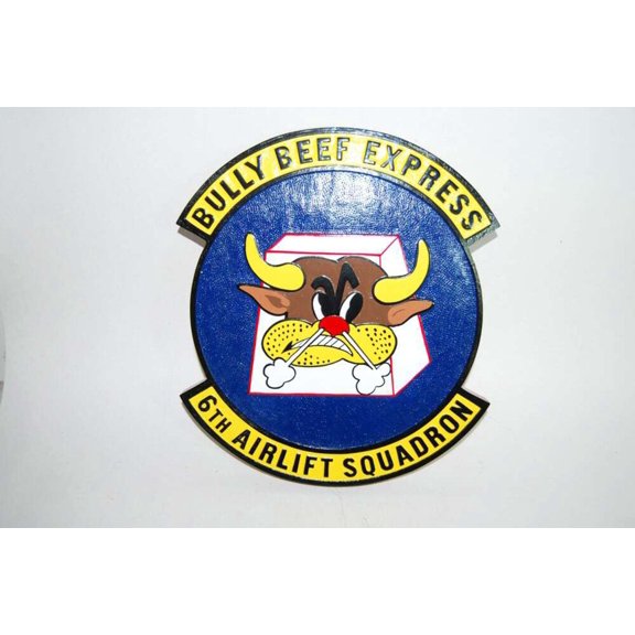 6th Airlift Squadron Plaque,14, Mahogany