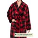 thumbnail image 4 of Batas PAVILIA para mujer, albornoz suave y esponjoso de forro polar, bata larga de franela acogedora para spa (2XL/3XL, negro, rojo, a cuadros), 4 of 5
