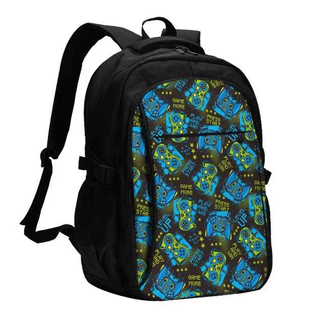 Balery Play Game Mochila con carga USB para hombre y mujer - Mochila impermeable y antirrobo para laptop con puerto USB para viajes, trabajo