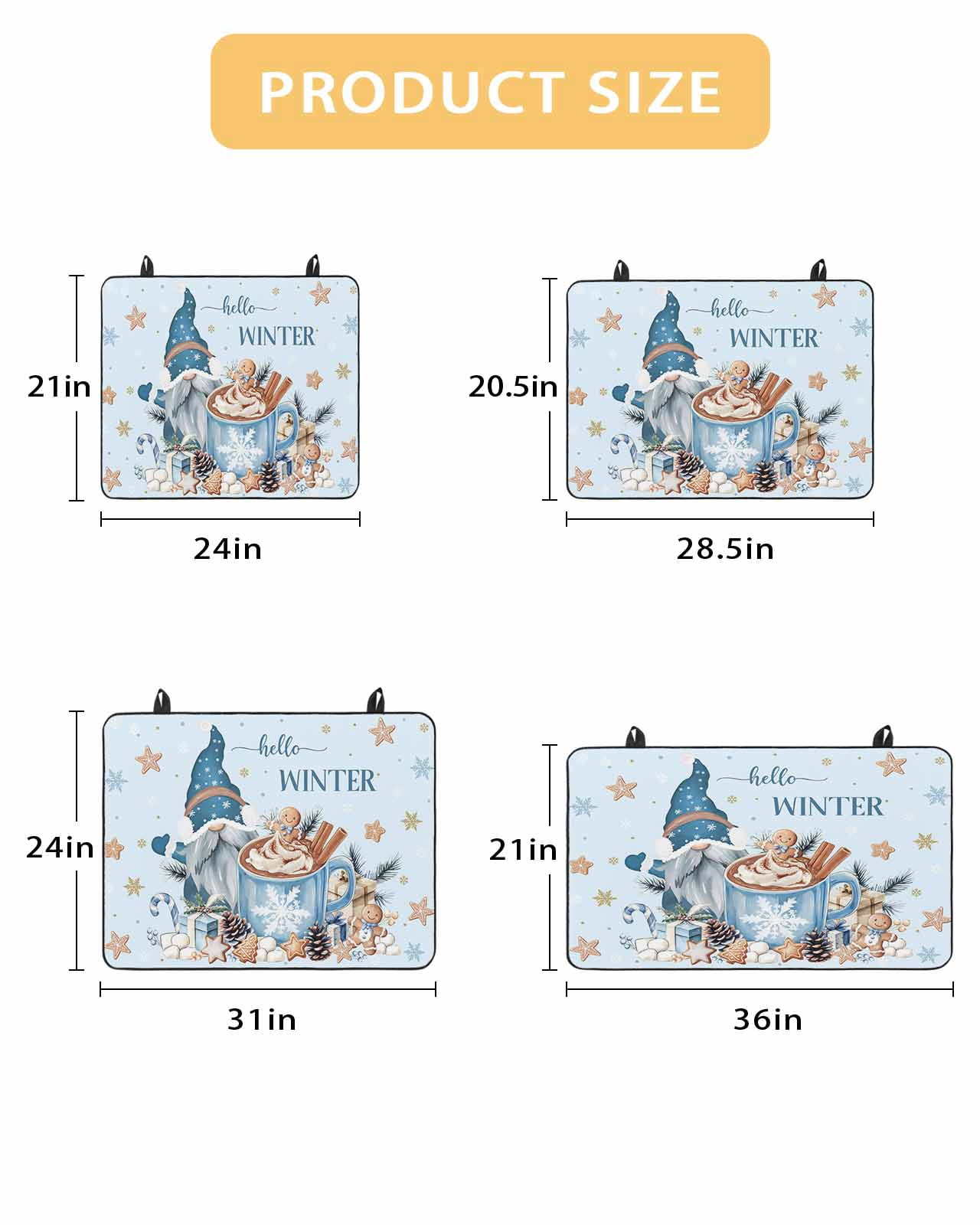 Large Induction Cooktop Protector Mat Blue Gnomes Christmas Stove Top Covers for Electric Stove, Xmas Gifts Snowflake Winter Decorative Stove Burner Cover Mats, Glass Top Stove Cover