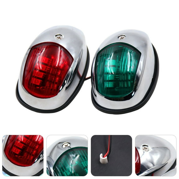 HEALEEP LED Boat Navigation Lights Silver Round Pontoon Boat Parts 2Pcs 3.9X2.4X1.4in