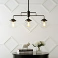 thumbnail image 6 of JONATHAN Y Avery 37.5" 3-Light Industrial Farmhouse Rustic Iron/Glass Linear LED Pendant, Oil Rubbed Bronze/Clear, 6 of 9