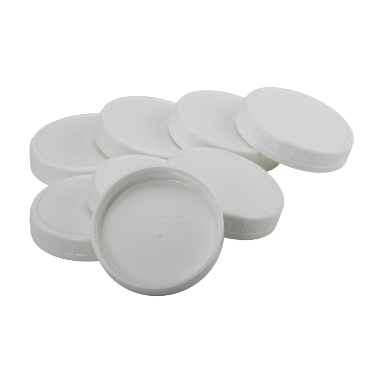 Mainstays Pack of 8 BPA-Free Plastic Wide Mouth Canning Mason Jar Lids,  White 
