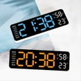 thumbnail image 2 of Reloj de Pared Digital Grande Pantalla de Temperatura y Humedad Semana Reloj Despertador de Mesa LED Electrónico 12/24H Azul, 2 of 8