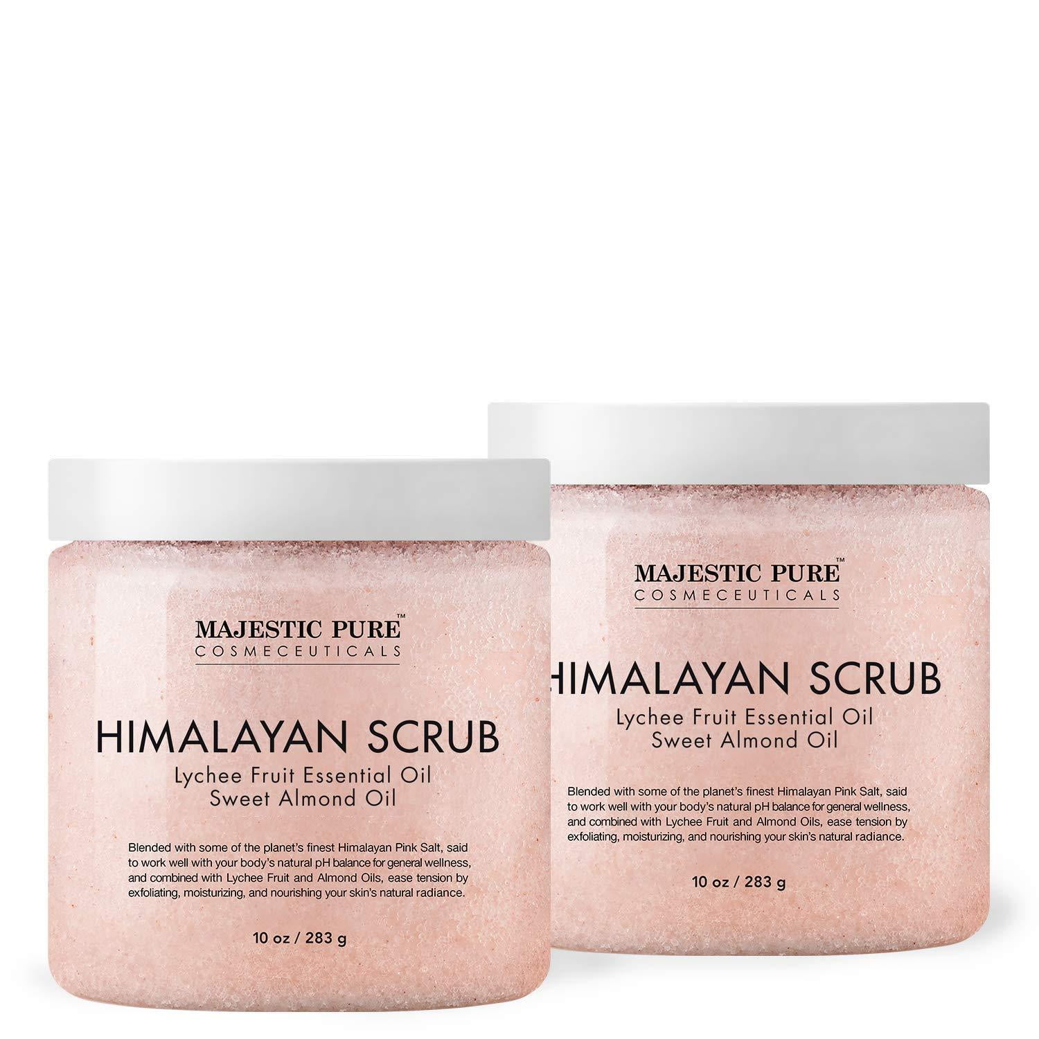 Majestic Pure Himalayan Salt Body Scrub with Lychee Essential Oil, All