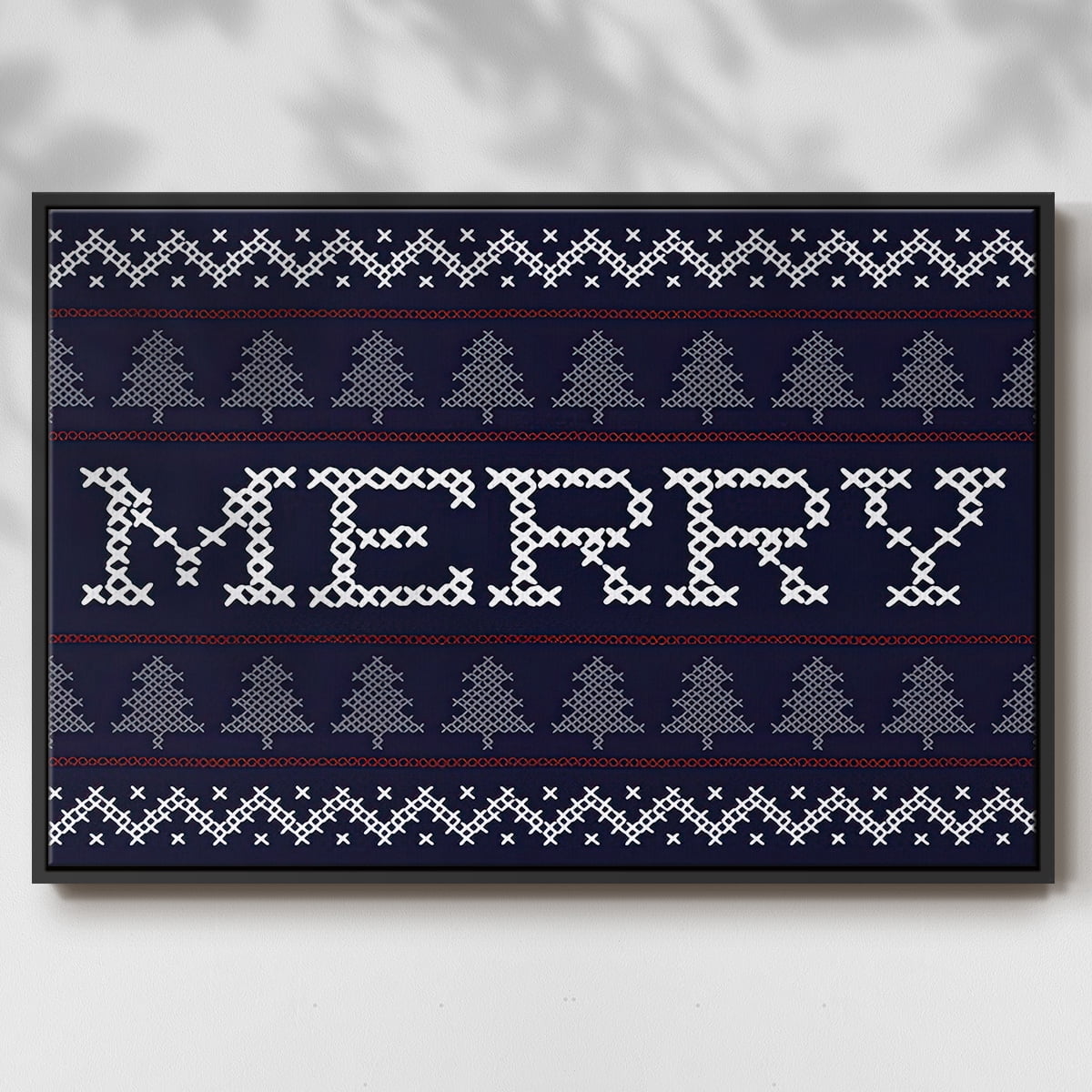 Merry Sweater - Framed Gallery Wrapped Holiday Canvas - 25 x 37 - Black Frame