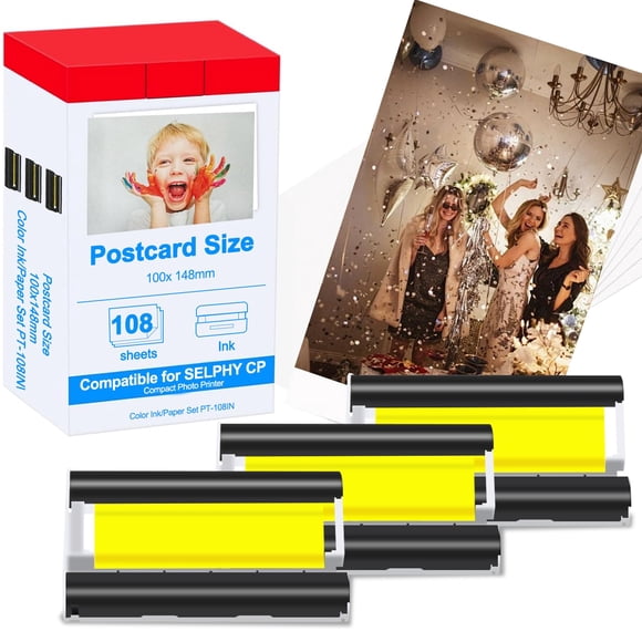 Set de tinta y papel de color YOULABLE KP-108IN para impresora SELPHY