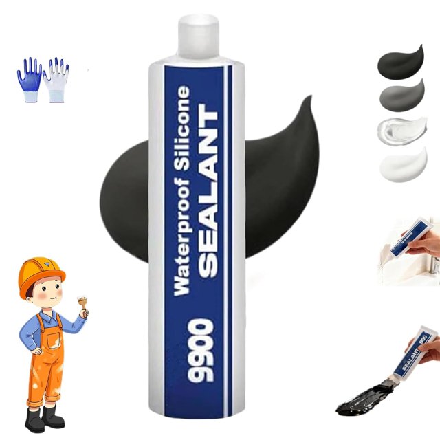 Scellant Structural Super Collant Tout Usage 9900, Colle Adhésive Imperméable, Composé d'Étanchéité Résistant aux UV, Scellant de Construction Multi-Surfaces pour Toit, Salle de Bain, Carreaux (Noir)