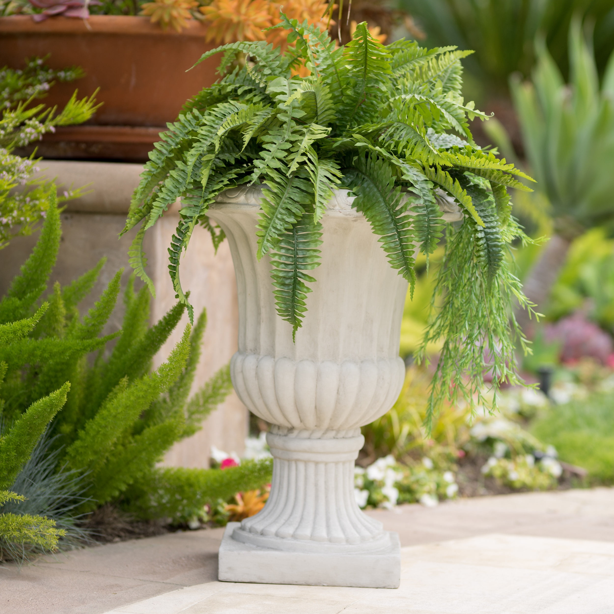 Noble House Lucca White Italian 26-inch Urn Planter by Noble House