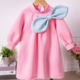 thumbnail image 4 of Spazoro Toddler Girls Princess Dress, Long Sleeve Fall & Winter Solid Color Bow Knot Dresses for Child Pink Size 4 T, 4 of 9