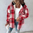 thumbnail image 5 of Vinsonshop Shacket Fleece Jacket Women Plaid Shirts for Women Womens Coats and Jackets Winter Tops for Women Hooded Fleece Jacket Women Fleece Coats for Women Red L, 5 of 6