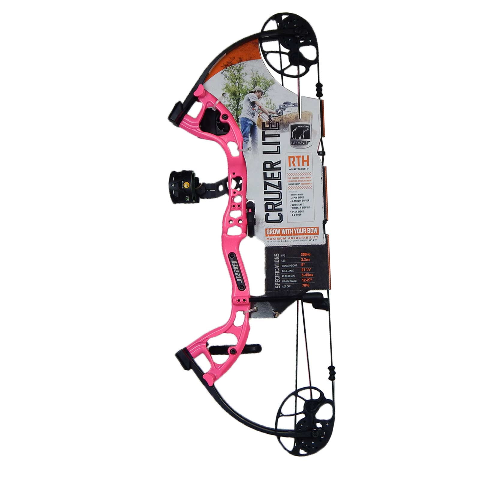 Bear Archery Cruzer Lite 1227" RTH Compound Bow RH 545 RH Pink
