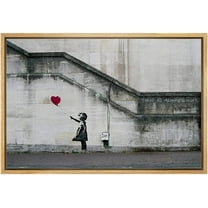 wall26 Framed Canvas Print Wall Art Banksy There is Always Hope Girl with Balloon Graffiti & Street Art Pop Culture Illustrations Pop Art Dark for Living Room, Bedroom, Office - 24"x36"
