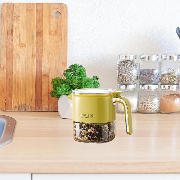 Tarro de vidrio para especias, recipiente para condimentos, caja de condimentos multifuncional con tapa, azucarero para encimera de cocina, Buffets de Amarillo claro