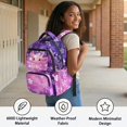 thumbnail image 3 of FKELYI Purple Cherry Flower Axolotl Print Kids Backpack for Girls 17 Inch Spacious Schoolbag with Multi-Pockets for Elementary Student Portable School Bookbag Casual Daypack, 3 of 7