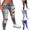 thumbnail image 6 of Fusipu Fashion Women Jeans Low Waist Hip Lift Ripped Holes Skinny Denim Pencil Pants Trousers for Work, 6 of 7