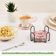 thumbnail image 6 of Haosy Set of 6 Drink Woven Coaster with Holder Heat Resistant Non-Slip Bar Coasters 4 Inches Cute Pink Pig and Heart, 6 of 7