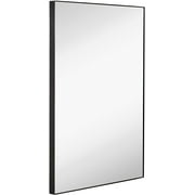Hamilton Hills Contemporary Brushed Metal Wall Mirror | Glass Panel Black Framed Squared Corner Deep Frame Front Set Glass Design | Mirrored Rectangle Hangs Horizontal or Vertical (22" x 30")