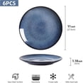 thumbnail image 3 of Ceramic Blue Dinner Plates Set of 6, 10.6 Inch Stoneware Large Luxury Dishes Porcelain for Kitchen Gifts Pasta Salad Dessert, Scratch Resistant, 3 of 6