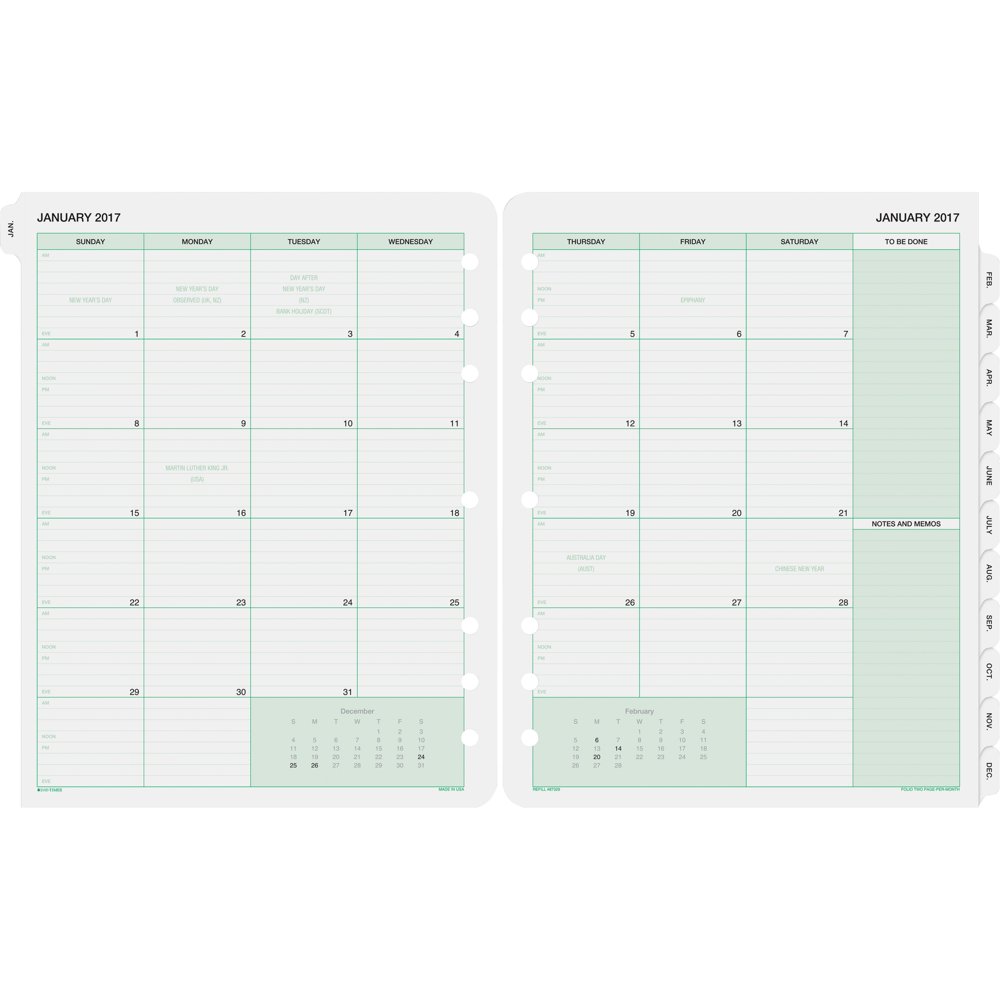 DayTimer 2PPM Planner Binder Monthly Refills