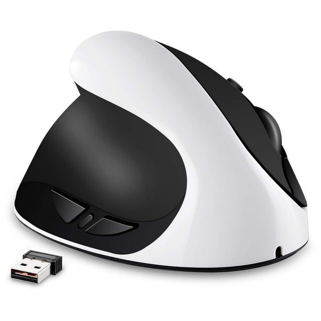 Ratón AURTEC para zurdos recargable inalámbrico de 2,4 G, blanco