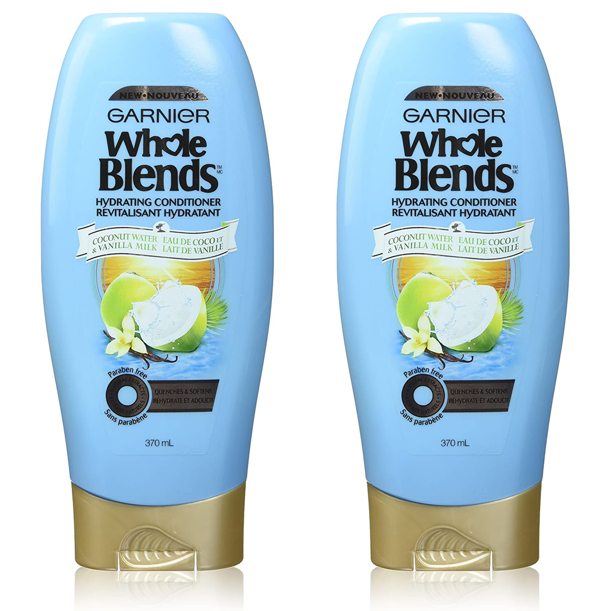 (2 Pack) Garnier Whole Blends Conditioner with Coconut Water And Vanilla Milk Extracts, 12.5 fl