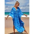 thumbnail image 3 of EDOLYNSA Plus Size Kaftan Dresses for Women Print Swimwear Cover up Beach Caftan Robe Maxi Loungewear, 3 of 6