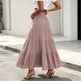 thumbnail image 5 of Qulqfy Womens Summer Maxi Pleated Long Skirts Flowy Boho Ruffle Drawstring High Waisted Pink Skirts for Women XS, 5 of 5