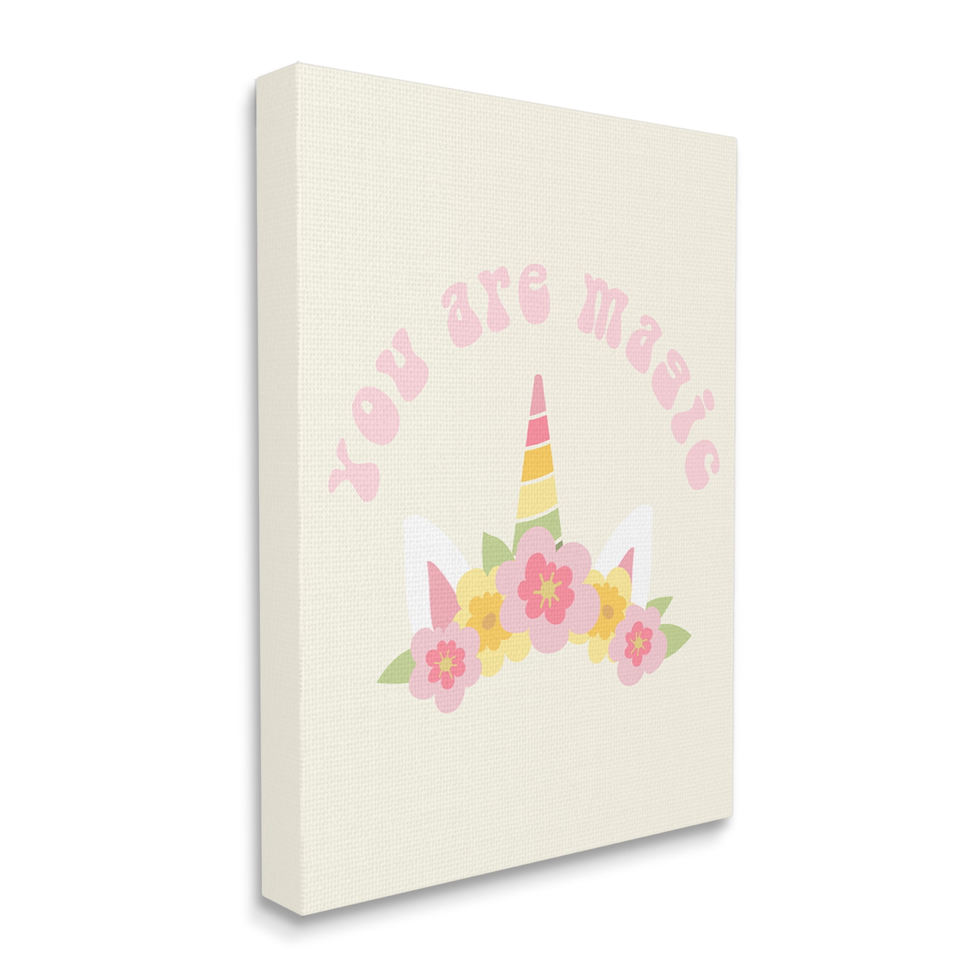 Stupell Industries Retro Magic Unicorn Phrase Fairy Tales & Fantasy Painting Gallery Wrapped Canvas Art Print Wall Art, 16 x 20