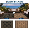 thumbnail image 4 of Garvee 9'x18' Waterproof Outdoor Rug, Modern Reversible Plastic Straw Patio Rug Foldable Lightweight RV Picnic Mat, Geometric Outdoor Carpet for Deck Balcony Porch, Black and Brown, 4 of 9