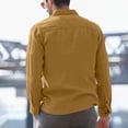 thumbnail image 5 of Cotton Linen Button Blouse for Men Lapel Long Sleeve Shirts with Pockets Solid Color Loose-Fit Casual Tops, 5 of 5