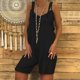 thumbnail image 2 of Gibobby Mono Ajustado de Verano Mono Tamaño Jumper Mujer Algodón Suelto Casual Lino Pantalones cortos grandes Mono de mujer(Negro， S), 2 of 4