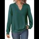 thumbnail image 2 of Sudaderas de Mujer, Camisetas de Larga con Cuello en V, Camisetas Básicas Informales para Otoño e Invierno. Verde L, 2 of 10