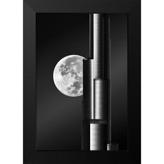 Anjum, zohaib 17x24 Black Modern Framed Museum Art Print Titled - Super moon Burjkhalifa