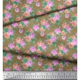 thumbnail image 2 of Soimoi Moss Georgette Fabric Dot,Leaves & Rose Floral Print Sewing Fabric Yard 42 Inch Wide, 2 of 3